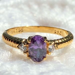 Vintage Amethyst Austrian Crystal 18KYPG Ring